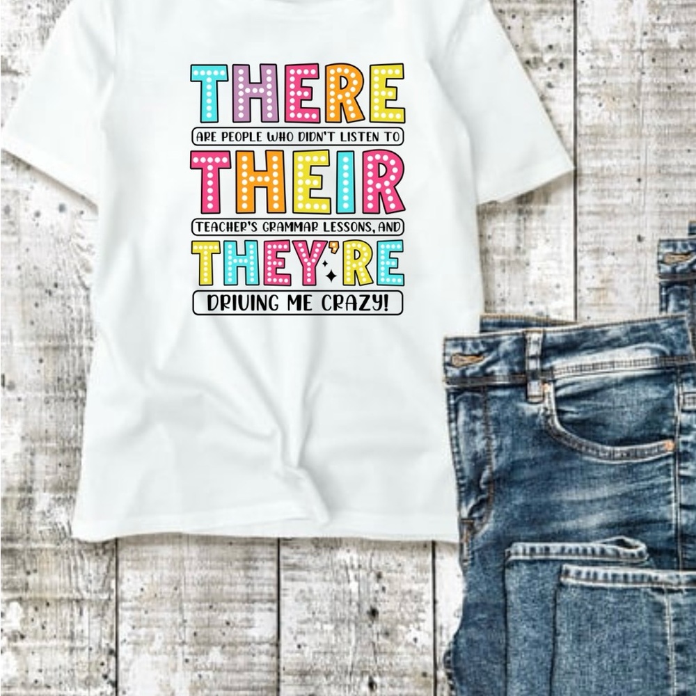 White Graphic Teacher T-Shirt